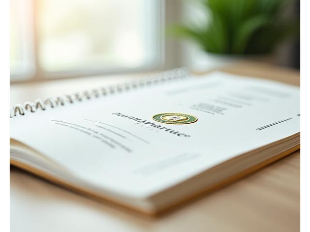Un elegante documento legal abierto con un sello de aprobación que simboliza la transparencia y el acuerdo.